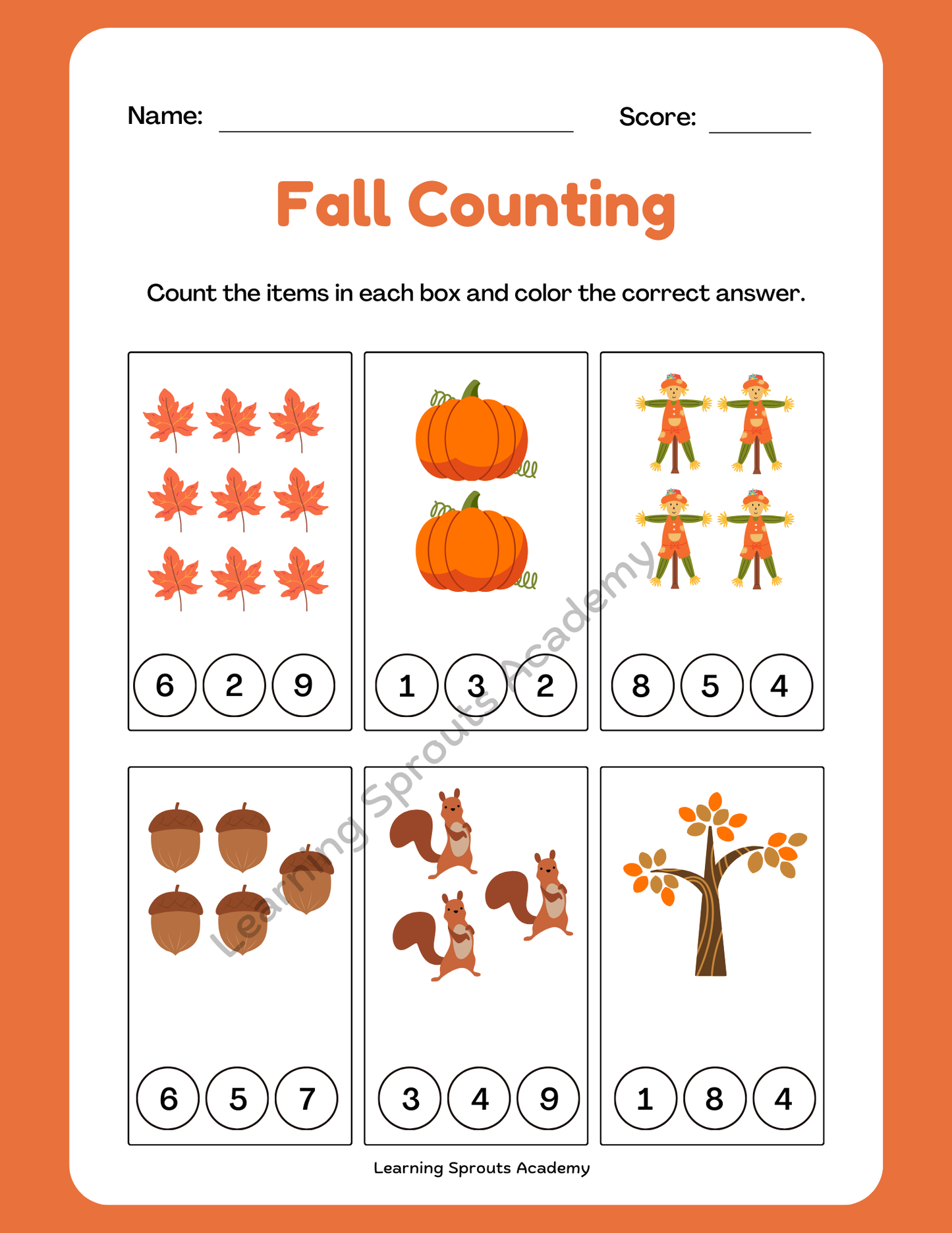 Let's Fall into Counting Worksheet